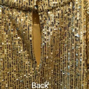 Festive Shell Gold Sequence Top size L with Spandex Camisole for comfort.